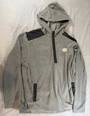 Alaska Men's XL Fleece Quarter Zip Hooded Jacket Gray/Black